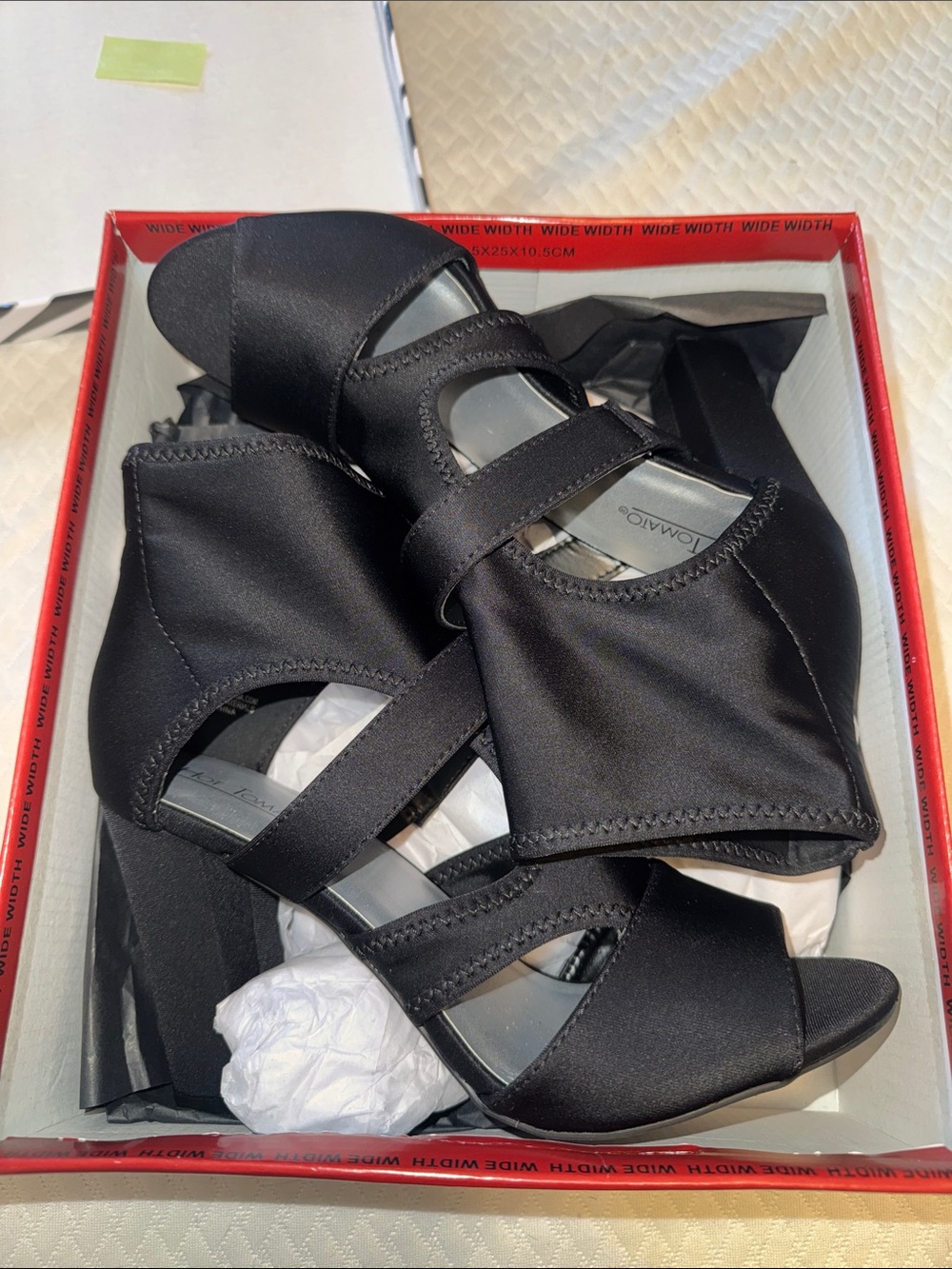 Hot Tomato Black Peep-Toe Strappy Block Heel Sandals